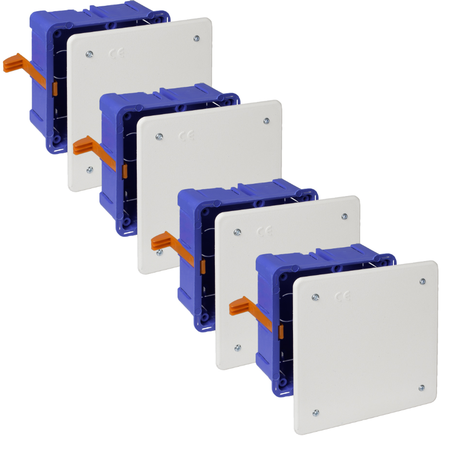 🥇 4 cajas de mecanismos universales de 4 elementos para pladur Serie Bleu  de Solera. Ref 5925GW al mejor precio con envío rápido - laObra