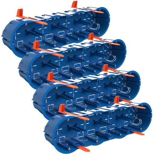 cajas de mecanismos universales de 4 elementos para pladur Serie Bleu de Solera