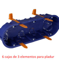 cajas de mecanismos universales de 3 elementos para pladur Serie Bleu de Solera