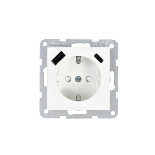 Base de enchufe con cargador USB tipo A+C y con tecla Panasonic Karre Plus 55