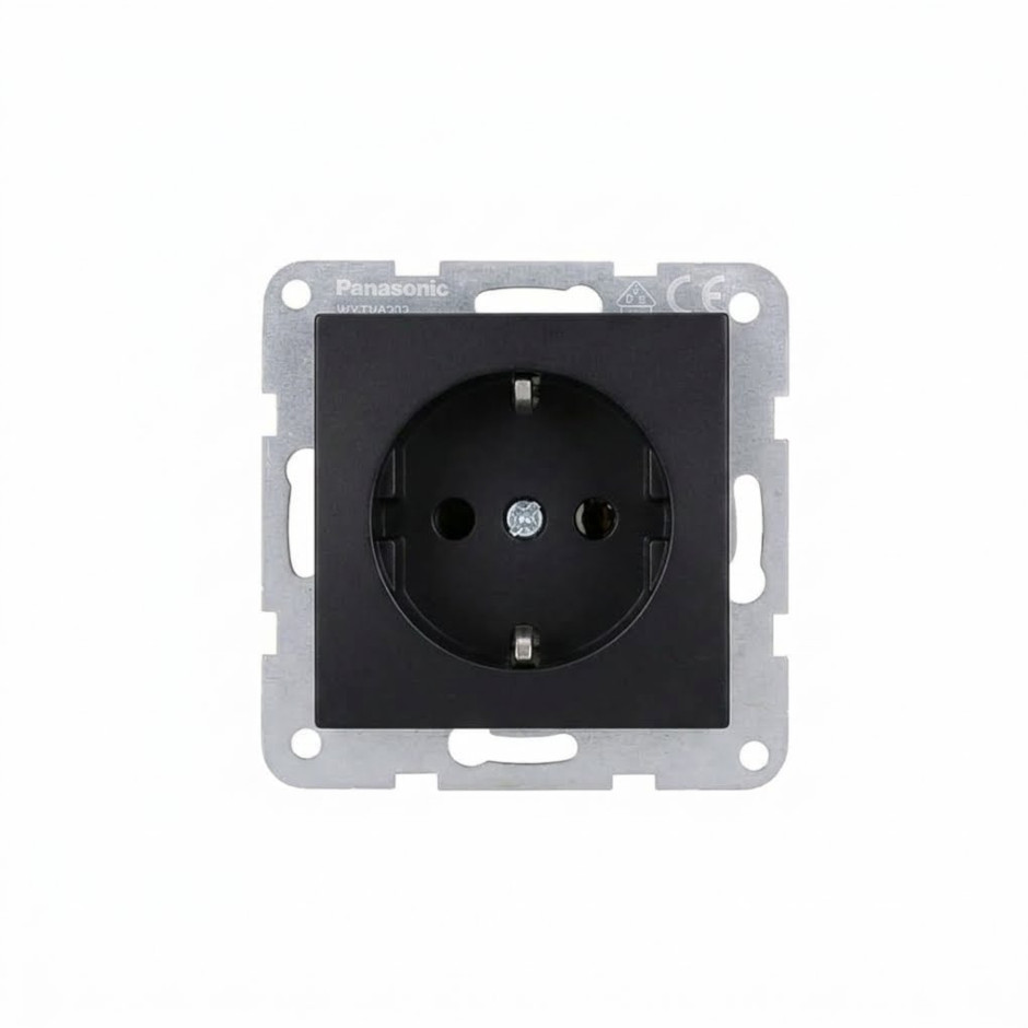 Base de enchufe schucko con tecla negra Panasonic Karre Plus 55