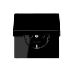 Base enchufe schuko con tapa completa en negro Jung LS 990