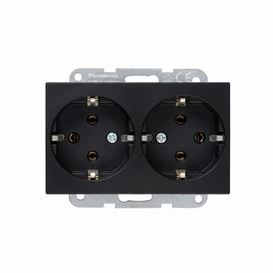 Doble base de enchufe schucko negro de Panasonic Karre Plus 55 WDTT02152BL