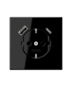 Enchufe Schuko con cargador USB tipo C y A en negro jung LS 990