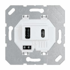 Cargador Doble USB en blanco alpino Jung LS-990. Ref: USB15CAWW