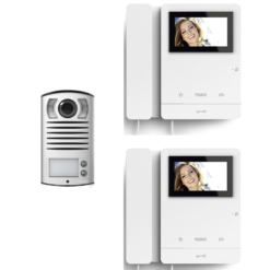 Kit video 2 vivienda a 2 hilos, placa LINEA 2000 y dos monitores SERIE 8 Tegui 378122