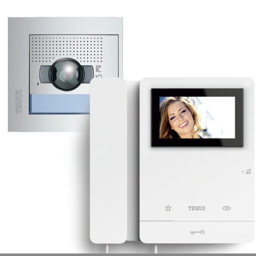 Kit video 1 vivienda 2 hilos, placa SFERA NEW con cámara color HQ y un monitor SERIE 8 Tegui 378511