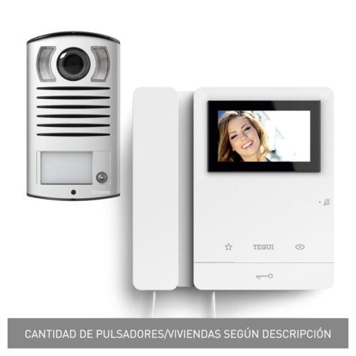 Kit video 1 vivienda 2 hilos, placa LINEA 2000 y un monitor SERIE 8 Tegui 378121