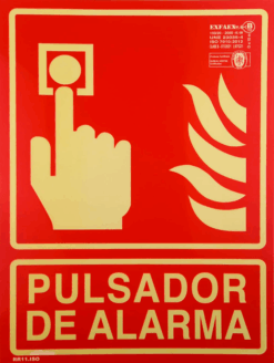 Cartel fotoluminiscente pulsador de alarma