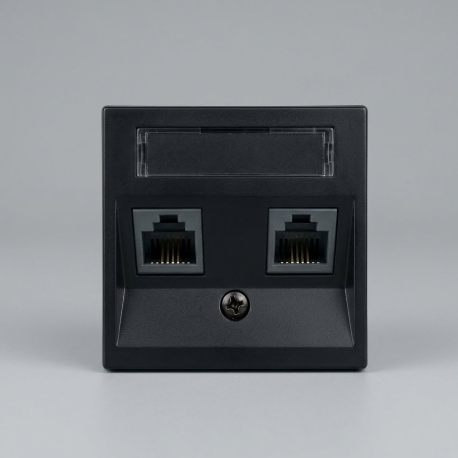 Tapa negra para la doble toma de datos RJ45 Cat.6 Panasonic Karre Plus 55 WDTR04221BL