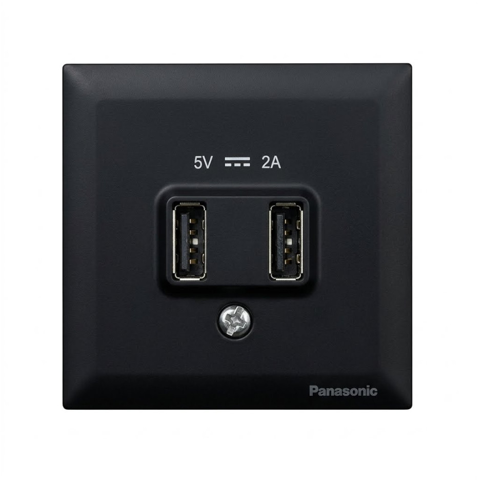 Tecla negra para el doble cargador USB Panasonic Karre Plus 55 WDTR02311BL