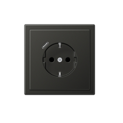 Enchufe Schuko con cargador USB tipo C en antracita jung LS 990. Ref: AL1520-18CAN-L