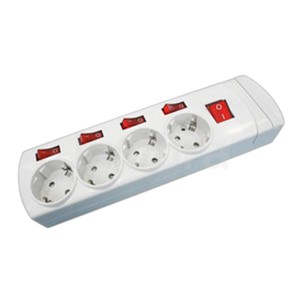 Base Multiple 3 Enchufes Schuko sin cable sin Interruptor BLANCO