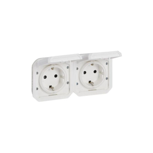 Base precableada 2 elementos blanco horizontal Plexo