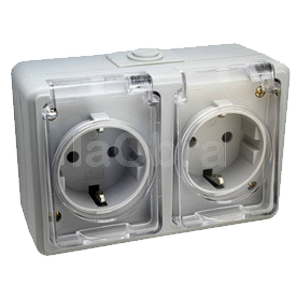 POPP® Mecanismo industrial Enchufe/Interruptor de (Doble) Superficie  estanco (Pack 5 unidad, Interruptor doble)
