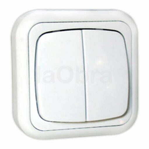 Doble interruptor superficie blanco