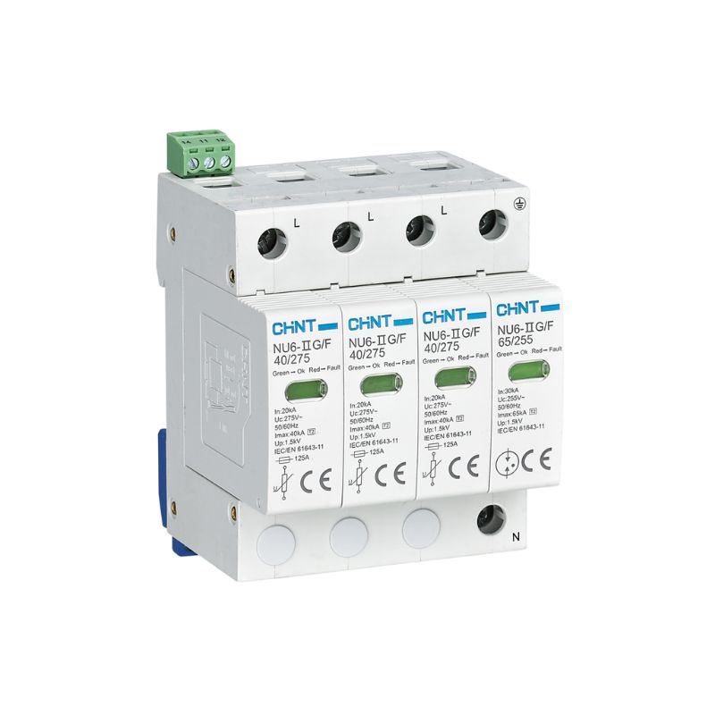 Protector de sobretensiones transitorias trifásicas NU6-IIG-40/440-4P Chint