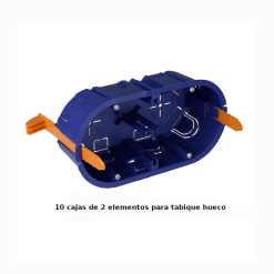10 cajas de mecanismos universales de 2 elementos para tabique hueco Serie Bleu de Solera. Ref 5725GW