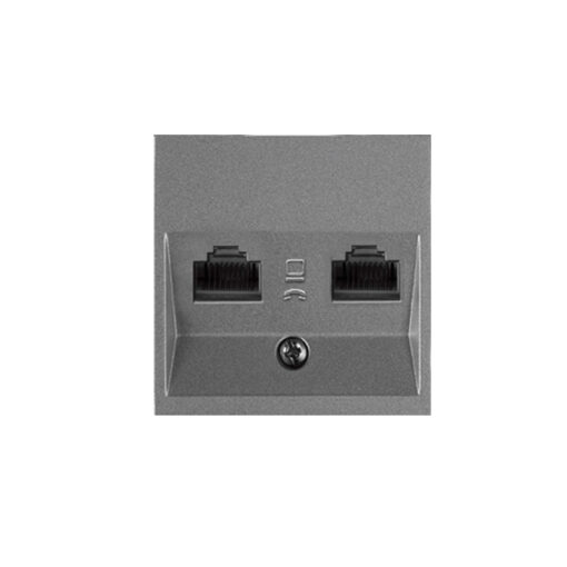Tapa frontal para toma simple o doble de datos o de teléfono de color gris oscuro